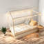 Lit cabane pour enfants avec rangement, lit simple à structure en acier, blanc moderne pour chambre familiale