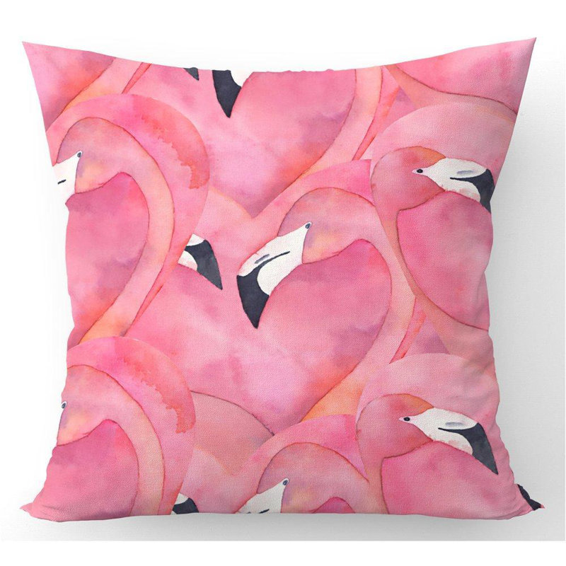 Therapia WATERCOLOUR FLAMINGO HEARTS Square Throw Cushion