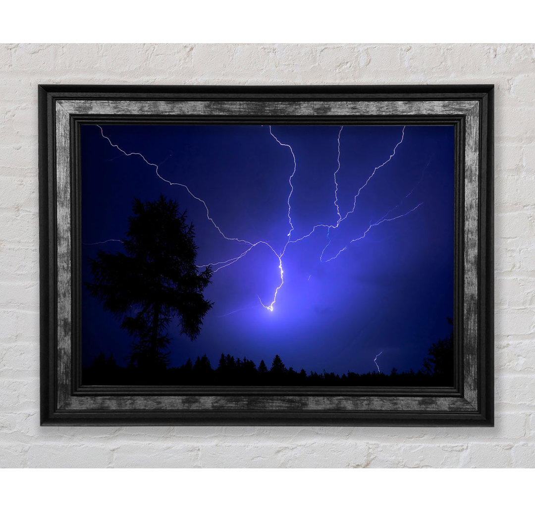 Night Lightning Blue - Einzelner Bilderrahmen Kunstdrucke