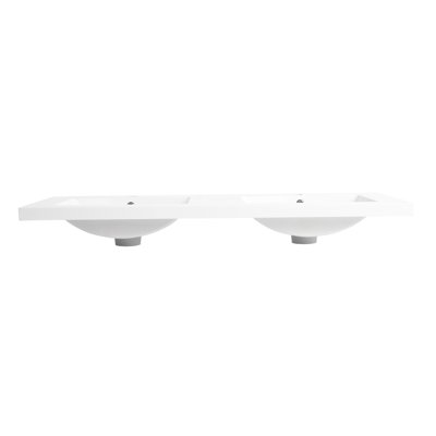 White Resin Bathroom Vanity Top Sink, 60 Inch, 59.09 Inches Long, 18.27 Wide, 6 High, 55 Lbs, Gel - Coated, Keeps New Inch Coated Top, White, 59.09X18.27X6 Inches, Wear & Corrosion