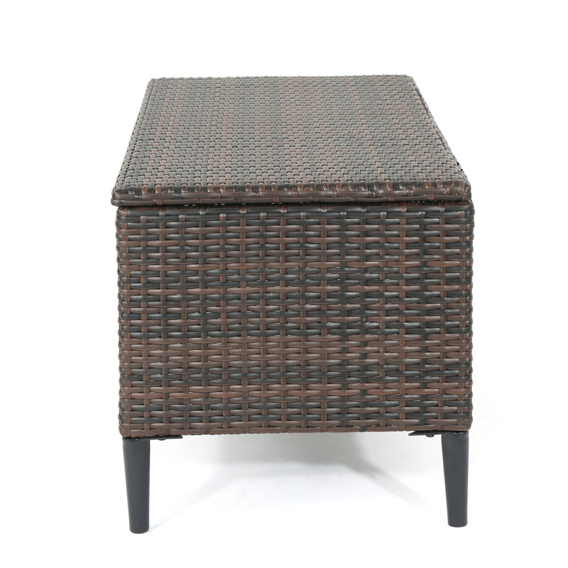 Banc de rangement en rotin pour l'extérieur, Brun multi