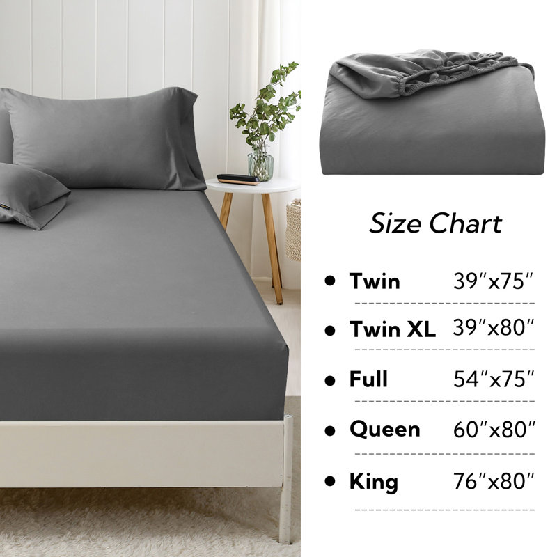 Solayne 1800 Series 22 Inch Deep Microfiber Fitted Sheet, Twin Extra Long Fitted Sheet, Gray