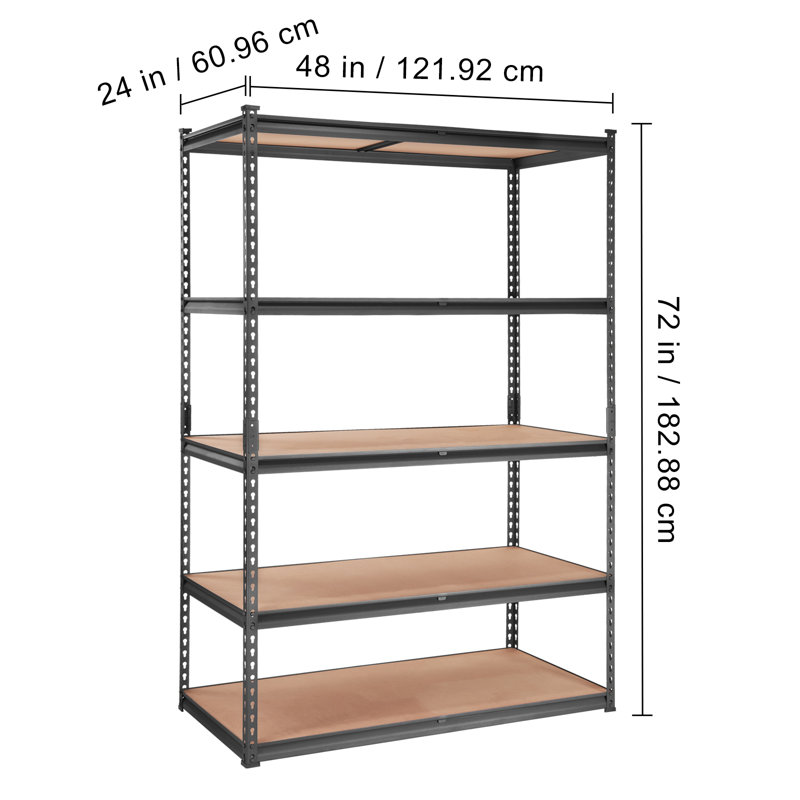 Steel Height -Adjustable Shelving Unit, 182.9cm H x 121.9cm W x 61cm D