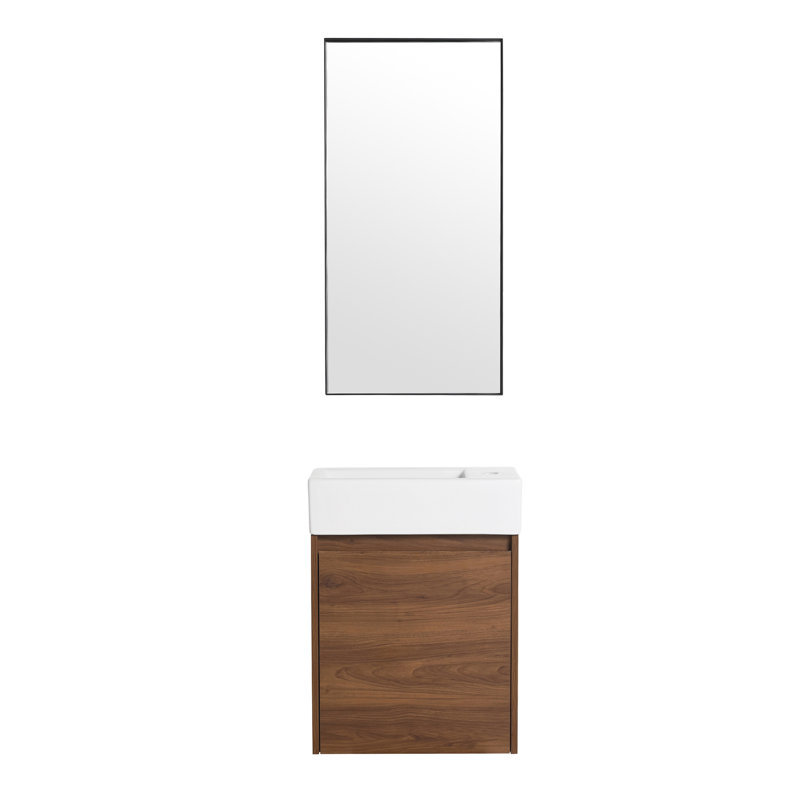 Petit meuble-lavabo flottant de 18 pouces avec lavabo simple, convenant à une petite salle de bain