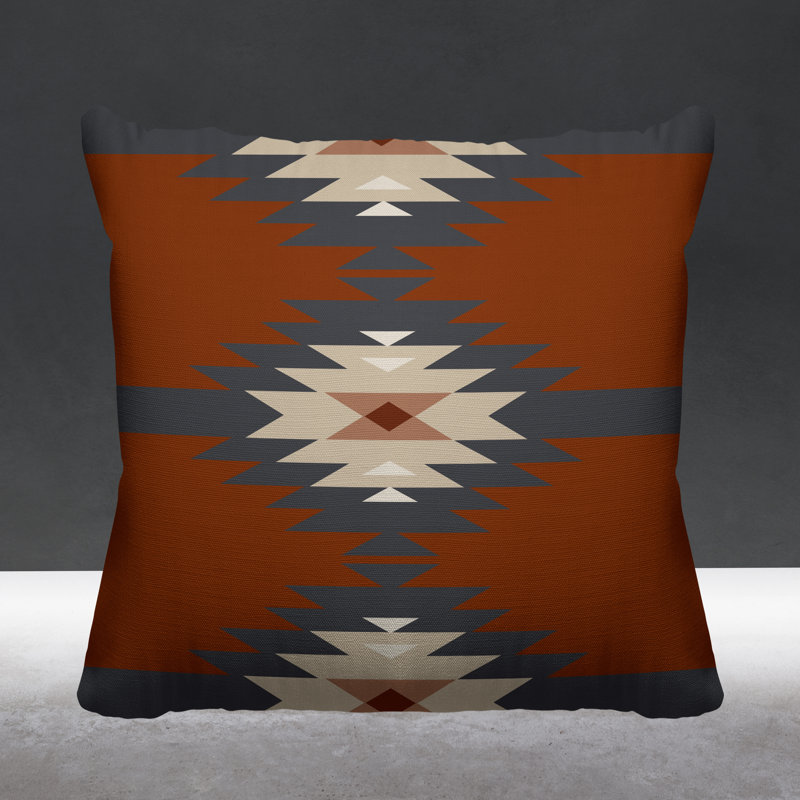 Coussin décoratif intérieur / extérieur Onida Southwestern, L 15 po x H 15 po, Orange brûlé