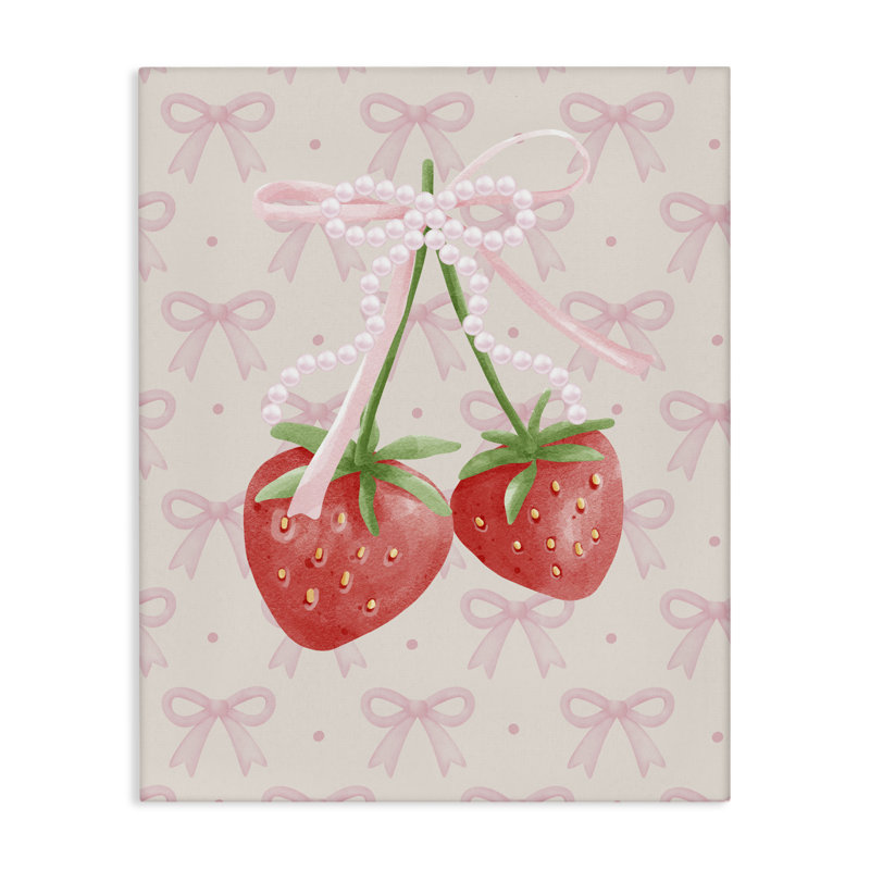 Toile fraise Bows & Berries, design par Jesse Keith, H 30 po x l 24 po