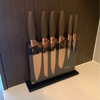 New England Cutlery NE8807 7 Piece Titanium-Coated Knife Set with Invisible  Wood Block, Bronze