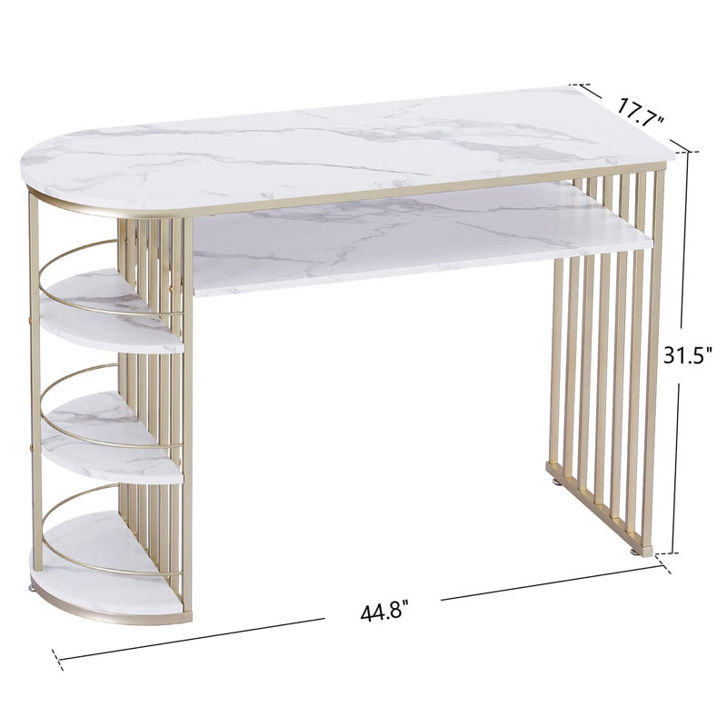 Console moderne avec rangement et placage en faux marbre 44,8 "Patrisa