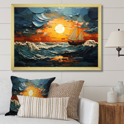 «Yellow Stormy Horizon Collage II», art mural de salon jaune