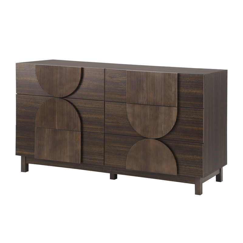 Commode 6 tiroirs pour chambre à coucher, Marron foncé