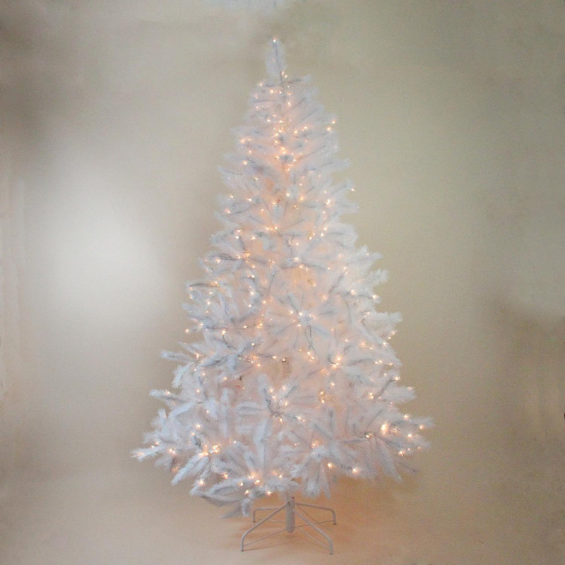 7.5' Pre-Lit Iridescent White Alaskan Pine Artificial Christmas Tree - Clear Lights