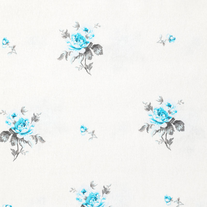 100% Cotton Flannel Sheet Set, Cal.King Sheet Set+Fitted Sheet+2Pillowcases, Blue Floral
