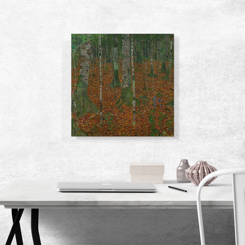 «Birch Forest 1903» par Gustav Klimt, reproduction d'art sur toile tendue, H 18 po x l 18 po x P 0,75 po