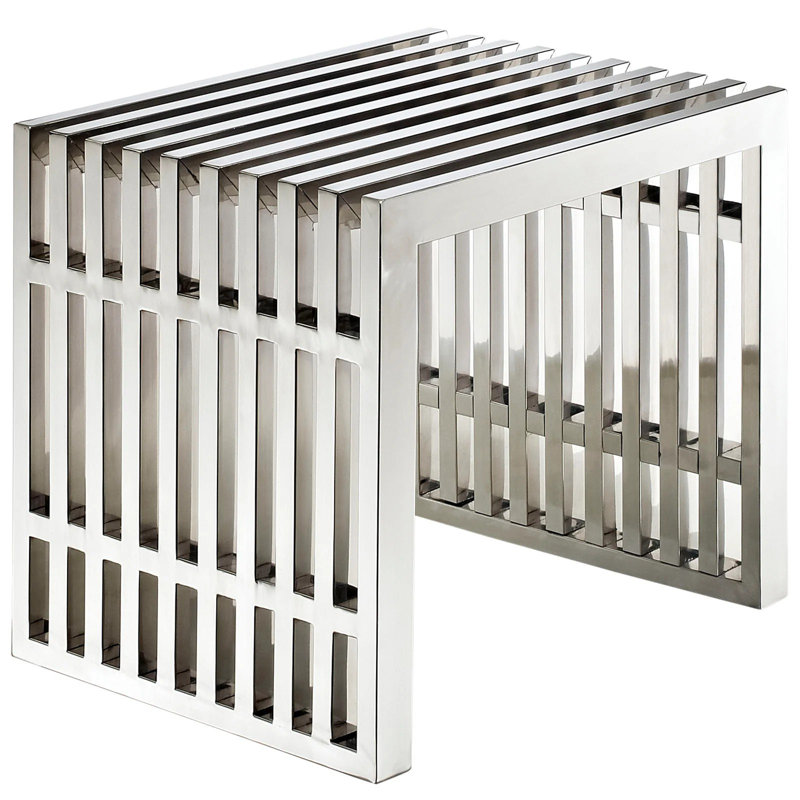 Petit banc en acier inoxydable Gridiron