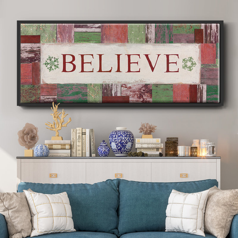 Believe- Framed Canvas, 12" H x 30" W