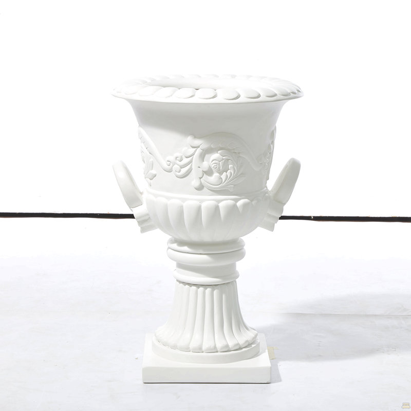 Pot de fleurs d'extérieur classique à piédestal romain classique - blanc