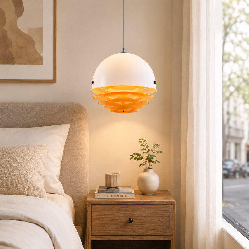 Medieval  Sunset Orange Glass Pendant Light With Light Sources