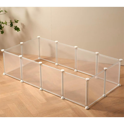 Transparent Clear Small Animal Playpen, Guinea Pig Cages, Puppy Dog Playpen, Pet Playpen, Rabbit Bunny Indoor Fence Pen Enclosure,12X12 Inch, 12Panels(Whiteclear）