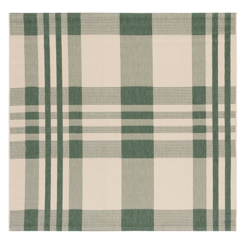 Andreya Performance Plaid Indoor/Outdoor Area Rug, Square 4'
