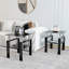 Ensemble de 2, table basse moderne en verre trempé, table de bout, table carrée pour le salon-1024876548-1024876545