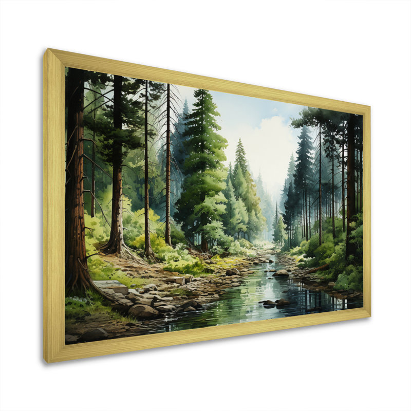 Canada Whispering Pines II - reproduction sur toile, Cadre doré à une seule photo, H 34 po x l 44 po x P 1,5 po
