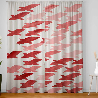 X Red Pattern Blackout Window Curtain Pair - Home Decor