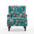Duward Peacock Blue Floral Upholstered Wingback Accent Chair with Nailhead Trim-1037287655