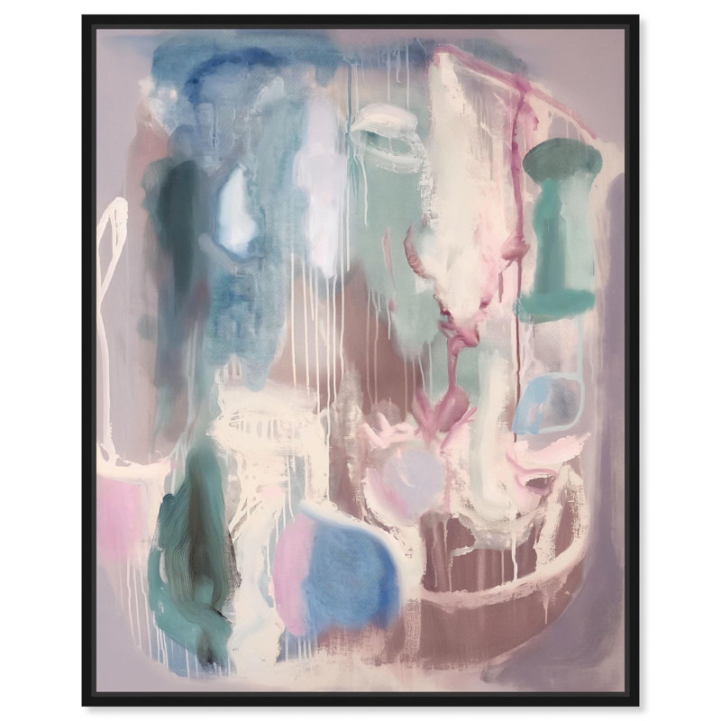 «Silk and Satin I Canvas Pastel Abstract» par Art Remedy, H 21 po x l 17 po, Cadre flottant noir