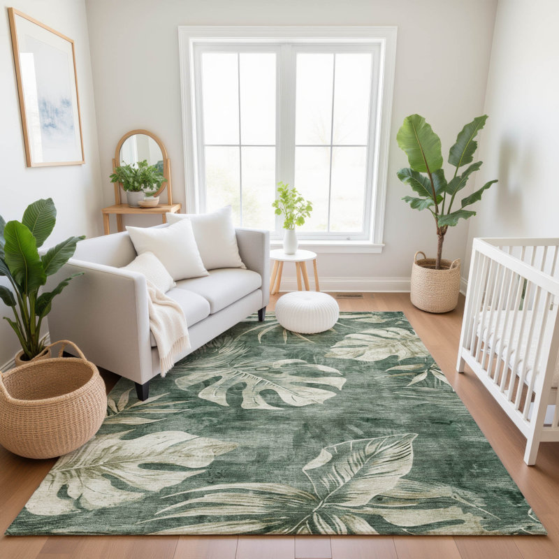 Premium Machine Washable Fairwood AMF1887 Floral Rug, Rectangle 10' x 14'