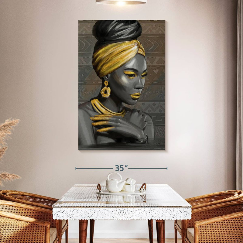 Leisha, beauté tribale dorée, H 51 po x l 34 po
