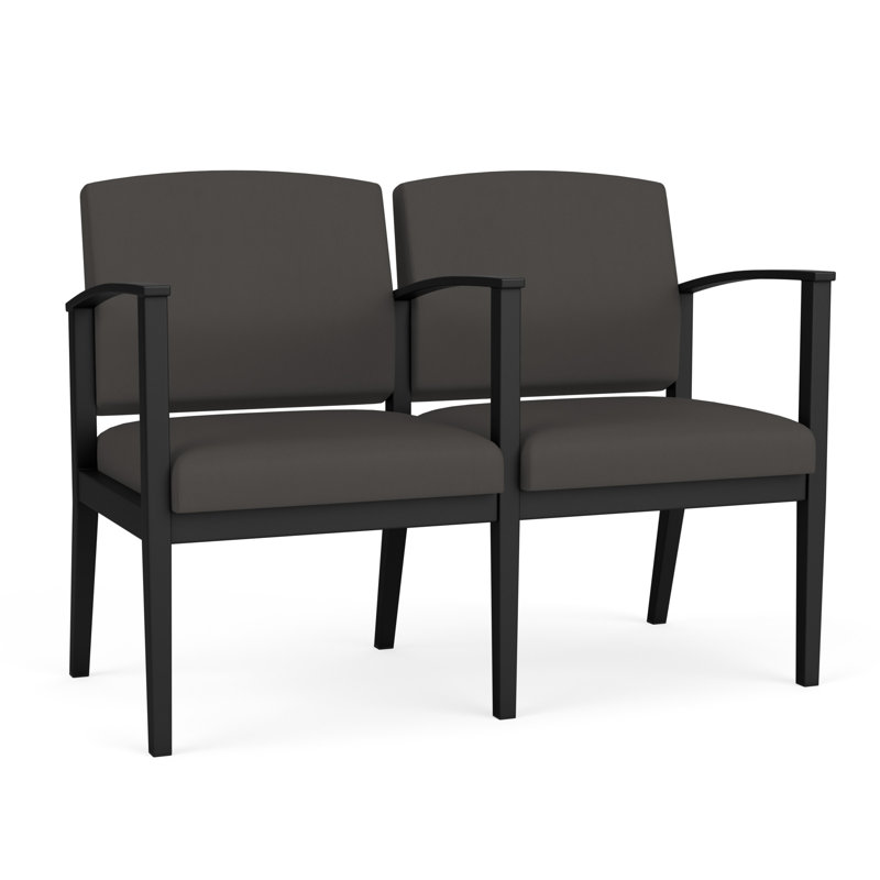Structure en métal à 2 sièges Amherst, Noir, Vinyle gris anthracite Patriot Plus