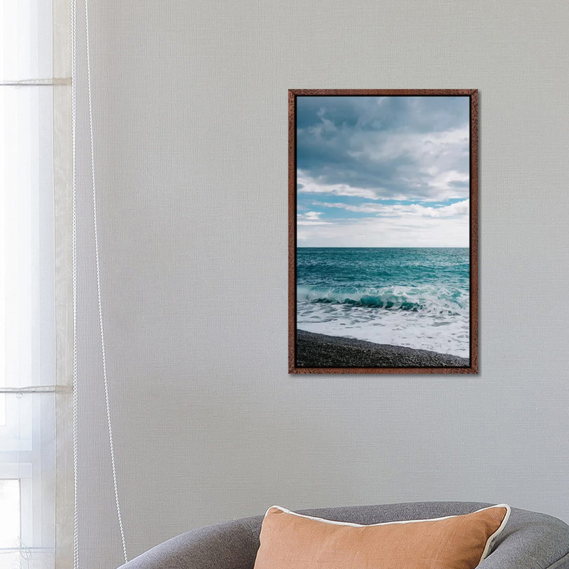 Amalfi Coast Water III by Bethany Young - Print on Canvas, 66.04cm H x 45.72cm W x 3.81cm D, Classic Brown Wood Framed