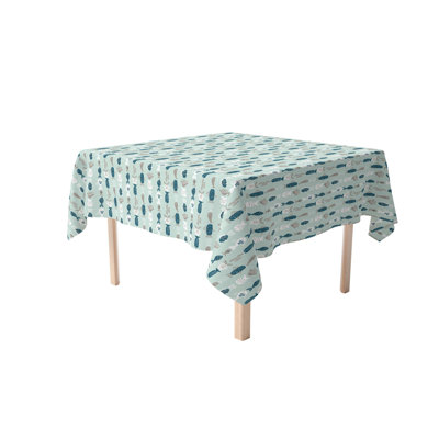 Square Tablecloth, 100% Cotton, 52X52", Doodle Fishes