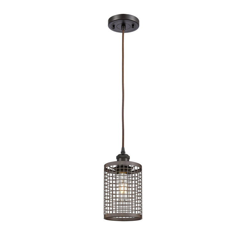 Luminaire suspendu à 1 lumière Argiro, Bronze huilé, Bronze huilé