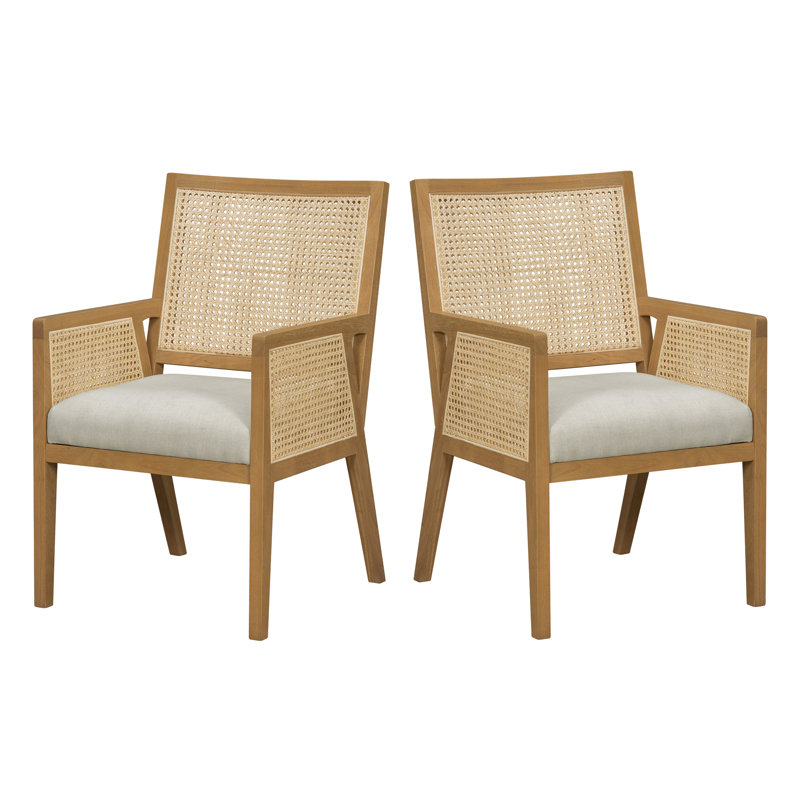 Chaise de salle à manger rembourrée Calira, Coussin beige / structure naturelle