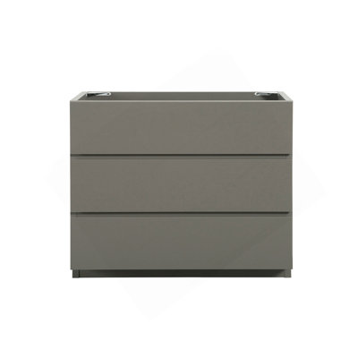 Floor Cabinet WITHOUT Basin, Gray Color, With Three Drawers, Pre-Assembled