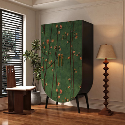 French-style green painted solid wood wardrobe