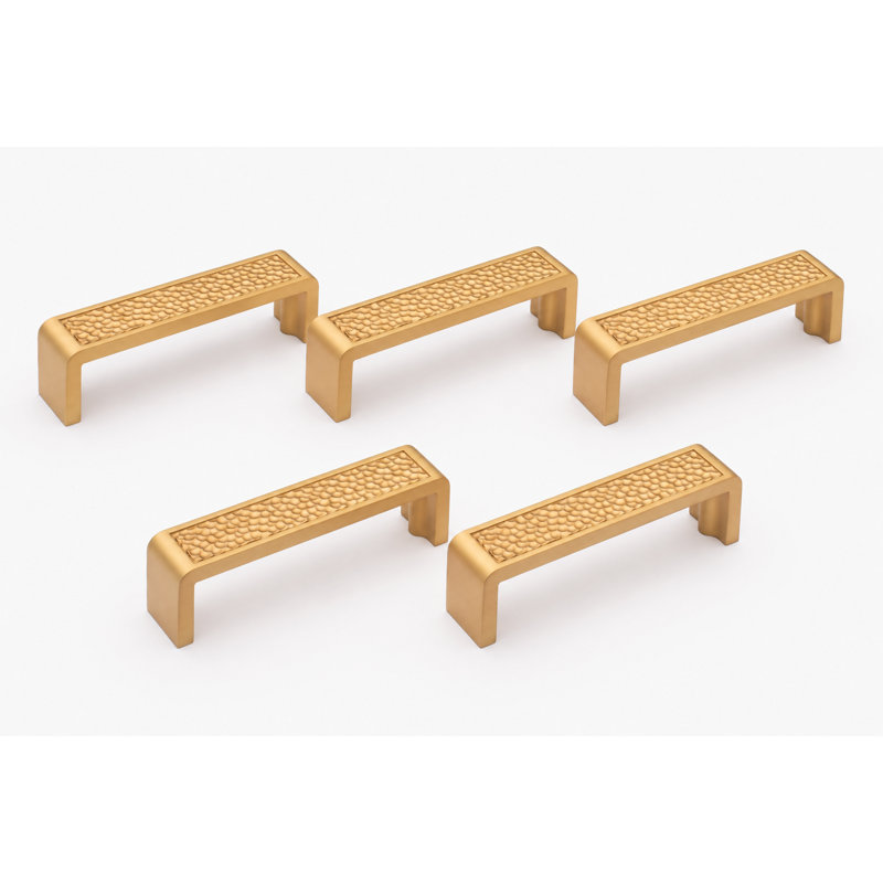 (Paquet de 5) Poignée de barre décorative martelée en laiton brossé mat CTC 4 po