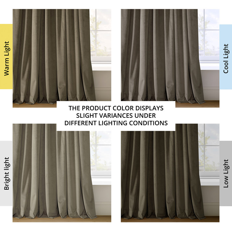 Olivia Velvet Blackout Curtain (1 Panel), Denver Taupe, 50" W x 108" L