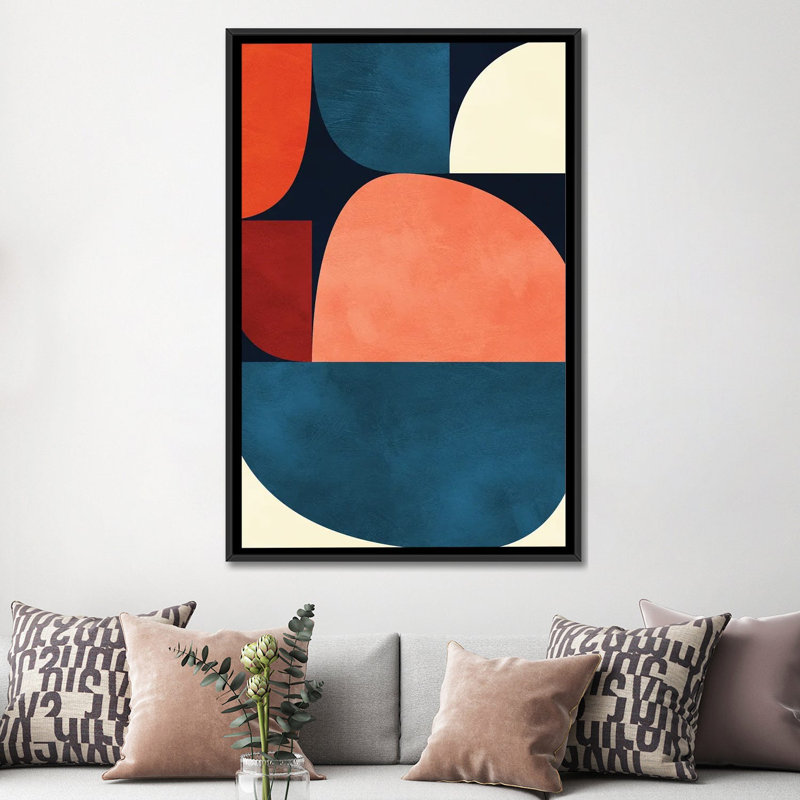 «Mid Century Modern X» par Ana Rut Bré - impression d'art graphique, Toile avec cadre noir, Aucun mat