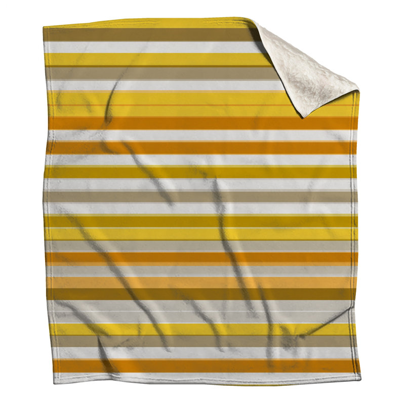 Yellow Stripes Fleece Throw Blanket - Pattern Throws for Sofas or Beds, 50in W x 60in H