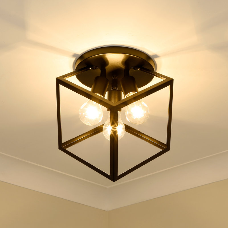 Calliope Steel Semi Flush Mount, Matte Black