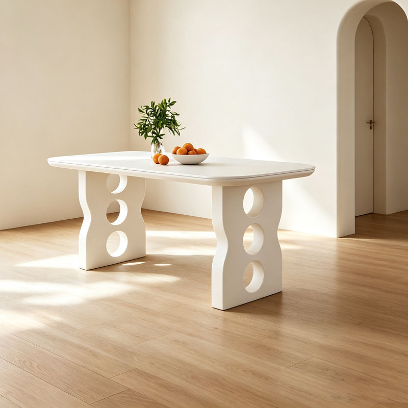 Table en pierre frittée crème, H 29,5 po x l 55,1 po x P 31,5 po