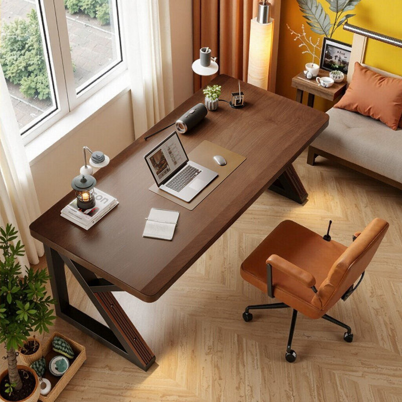 Extra Long 55.1-Inch Solid Wood Double Desk For Home Office
