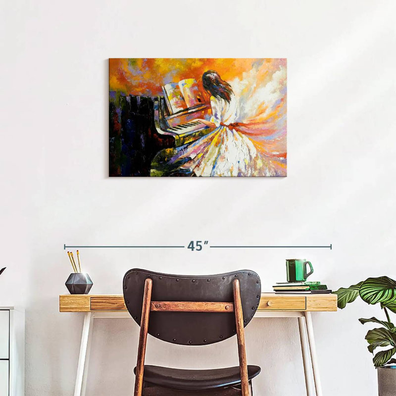 Abarca Brunette On The Piano, 20" H x 30" W