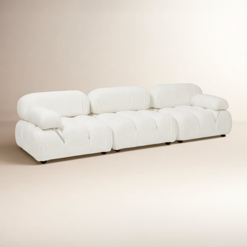 Canapé modulaire 3 pièces 109,5 po Sigma, Bouclé ivoire, H 27,5 po x l 109,5 po x P 36 po, 3