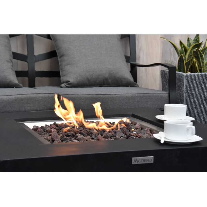 Dockview 34 Inch Black Concrete Gas Fire Pit Table