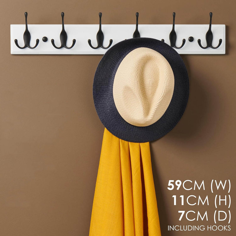 Wall 6 - Hook Coat Rack, Black