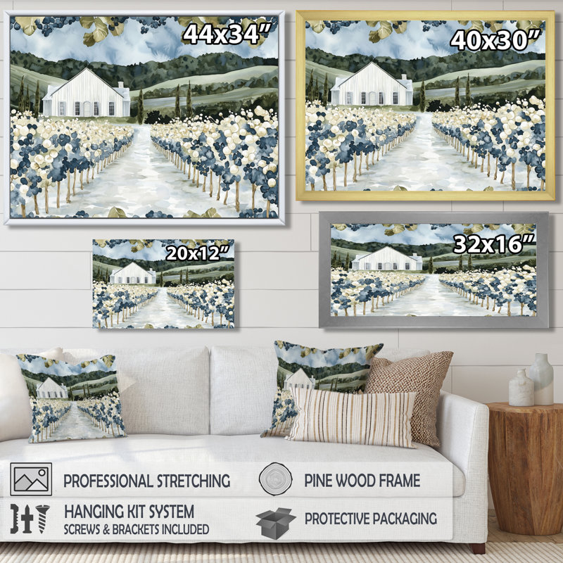 Italian Vineyard Landscape I - Décoration murale vignoble, H 12 po x l 20 po, Toile tendue, Ne s’applique pas