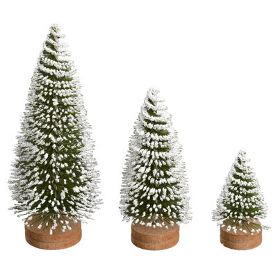 Arbre de Noël artificiel pin vert givré 3 "-5" -7 ", ensemble de 3 arbres.